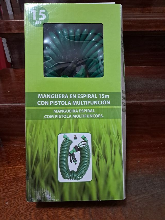 Manguera Espiral Jardín 15m con Pistola