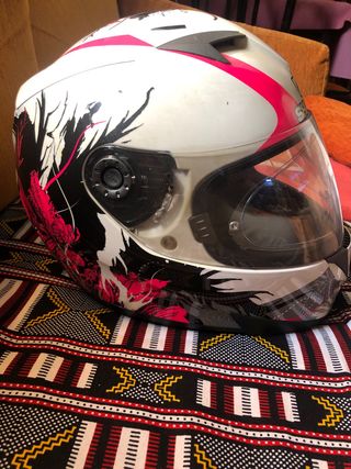 Casco Moto Shark Blanco Rosa Negro talla: S