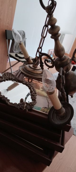 Lámpara Candelabro Antigua Bronce Dorada