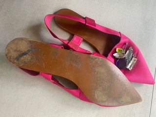 Zapatos planos fucsia Zara con pedrería