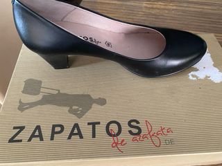 Zapatos Azafata de piel Negro Talla 36
