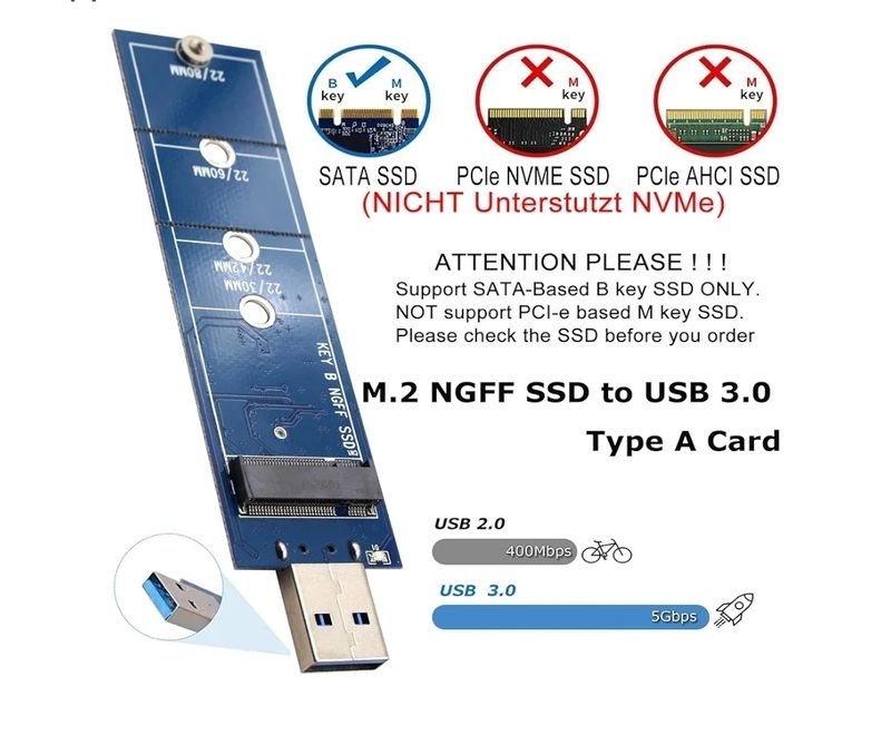 Adaptador M.2 NGFF SSD a USB 3.0