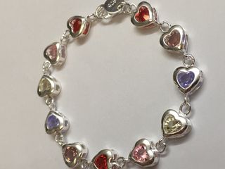 Pulsera Plata 925 Corazones Multicolor