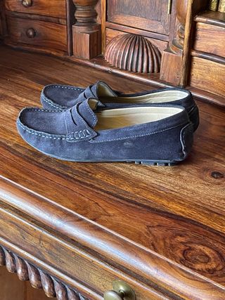 Mocasines de serraje gris talla 35, niño.