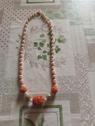 Collana perle e corallo arancione