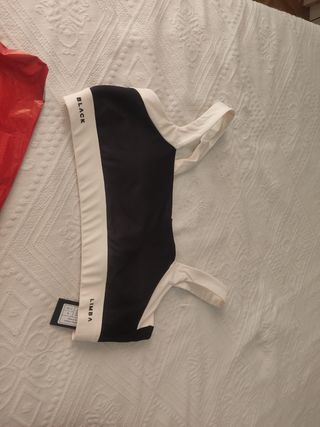 Sujetador deportivo LIMBA negro y blanco, talla L 
