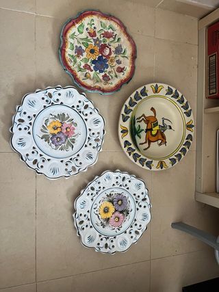 4 Platos Decorativos Cerámica