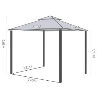 Gazebo da giardino 3x3m - Grigio