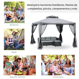 Gazebo da giardino 3x3m - Grigio