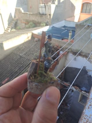 Diorama soldatino tedesco con cartello