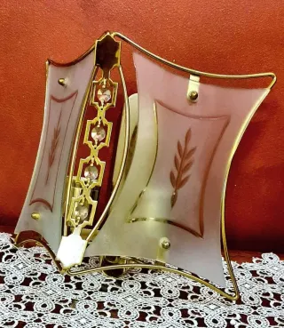 Coppia Appliques Vetri Satinati Oro