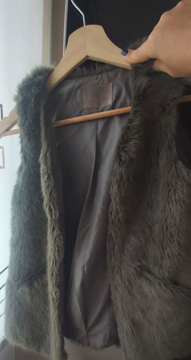 Chaleco Zara Verde de pelo sintético