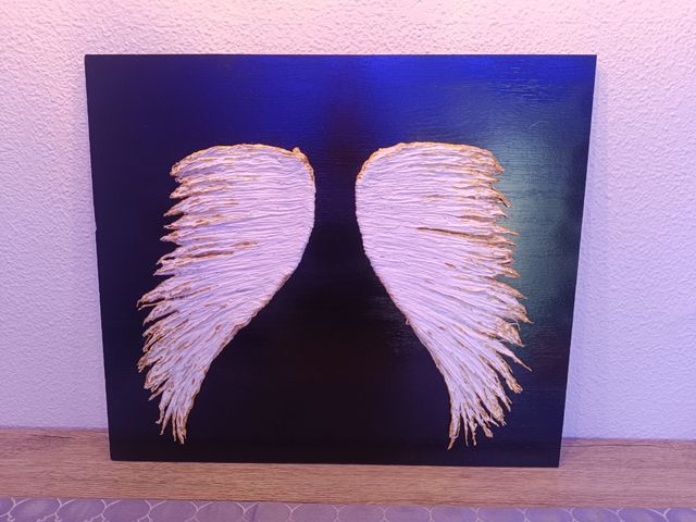 Cuadro Alas de Ángel Madera Negro y Dorado