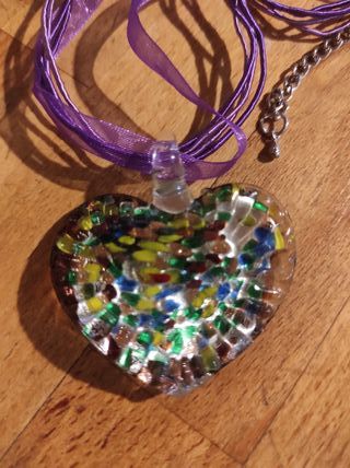 Colgante Corazón Vidrio Multicolor