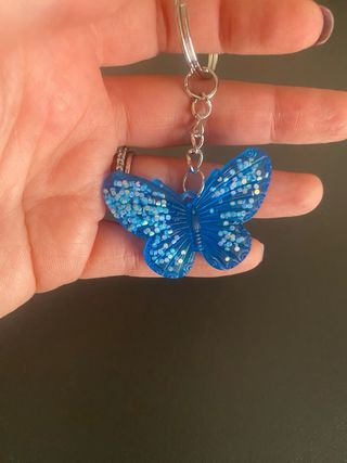 Portachiavi Farfalla Blu Resina Glitter