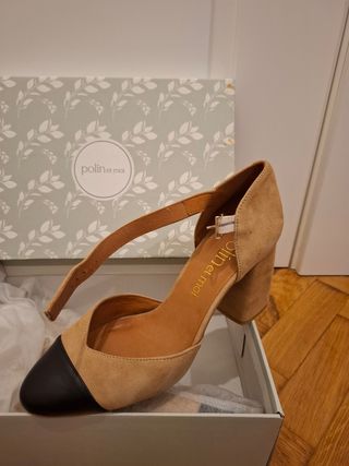 Zapatos de tacón Polin et Moi beige y negro