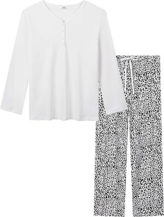 Pijama Largo de Algodón para Mujer Talla S