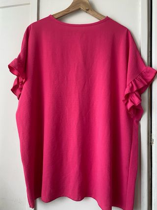 Blusa mujer rosa  con encaje