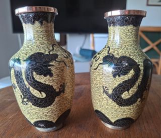 Bonitos jarrones Chinos Vintage Cloisonné Dragón