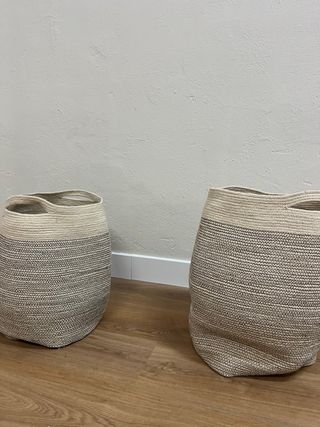 Pack 2 Cestas Decorativas Beige y Gris