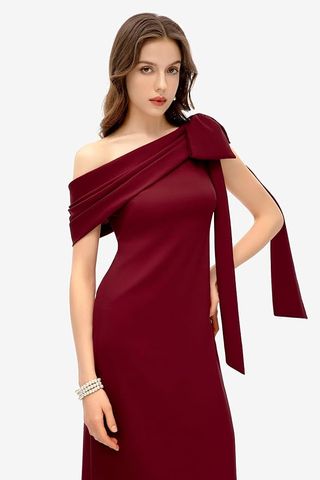 Vestido de cóctel largo con un solo hombro Talla L