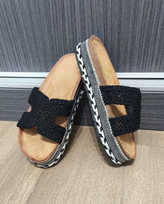 Sandalias pala crochet negras talla 39