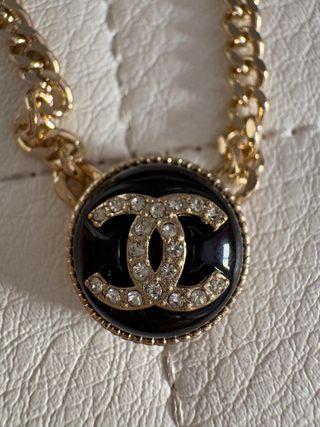 Collar pendientes Chanel Negro Dorado CC Diamantes