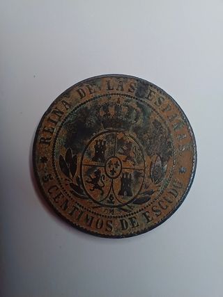 5 céntimos de escudo Isabel II 1867 Sevilla 