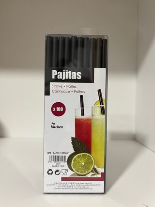 30 paquetes Pajitas Cortas Negras 100 uds/paquete