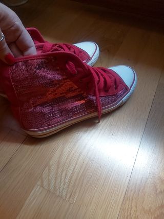 Zapatillas Zara Lentejuelas Rojas