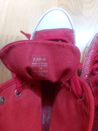 Zapatillas Zara Lentejuelas Rojas