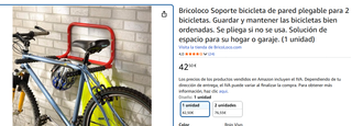 Soporte Bicicleta Pared Plegable 2 Bicis