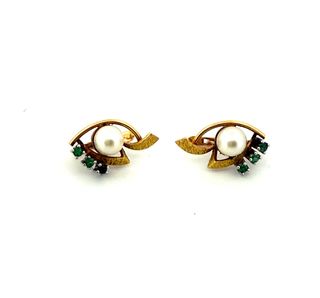 Pendientes Oro Perla y Esmeralda