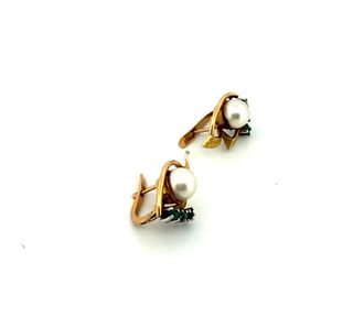 Pendientes Oro Perla y Esmeralda