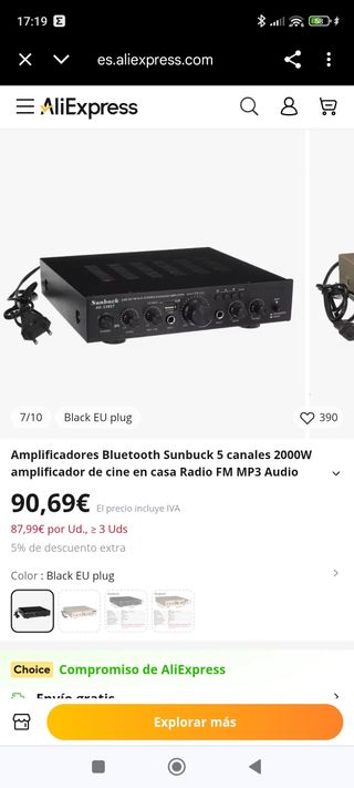 Amplificador Sunbuck Bluetooth 5 Canales