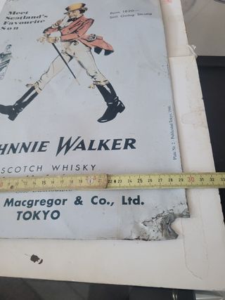 Cartel esmaltado Johnnie Walker Publicidad años 80
