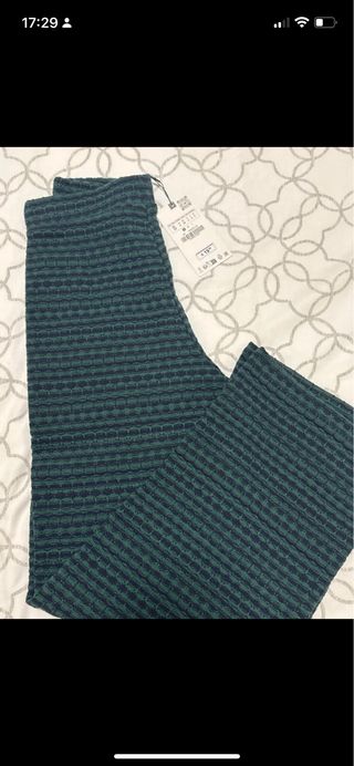 Pantalón Jacquard Estructura Zara Verde