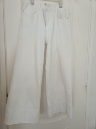Pantalón vaquero ancho blanco