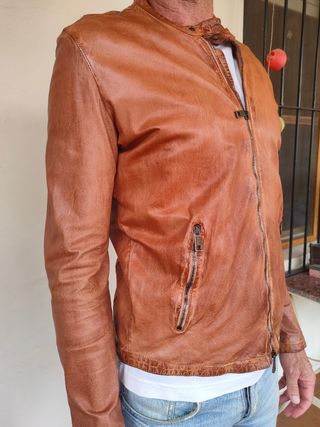 Cazadora Biker Piel Giorgio Brato Marrón