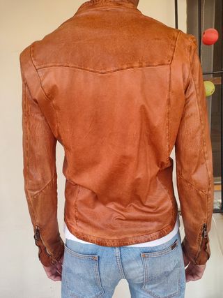 Cazadora Biker Piel Giorgio Brato Marrón