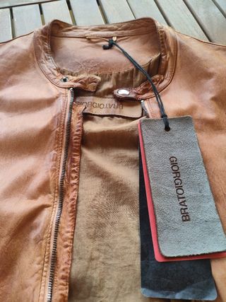 Cazadora Biker Piel Giorgio Brato Marrón