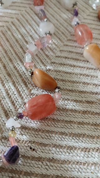 Collar de cuarzo rosado y naranja