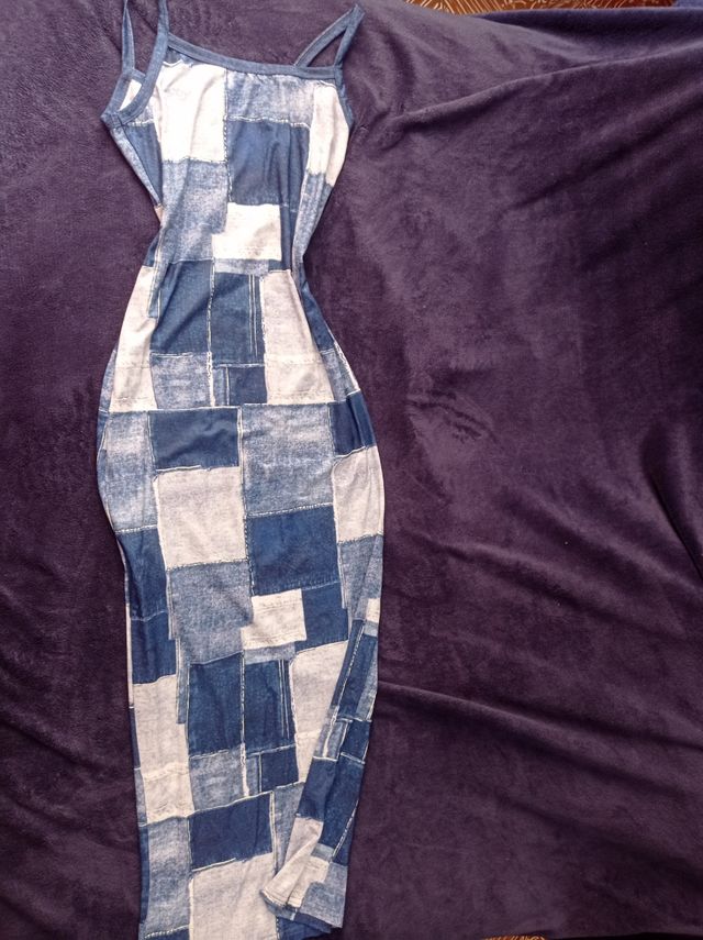 Vestido largo estampado patchwork