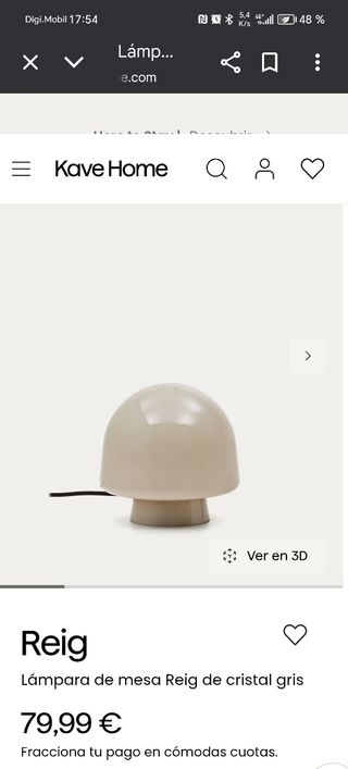 Lámpara de mesa Kave Home Reig gris