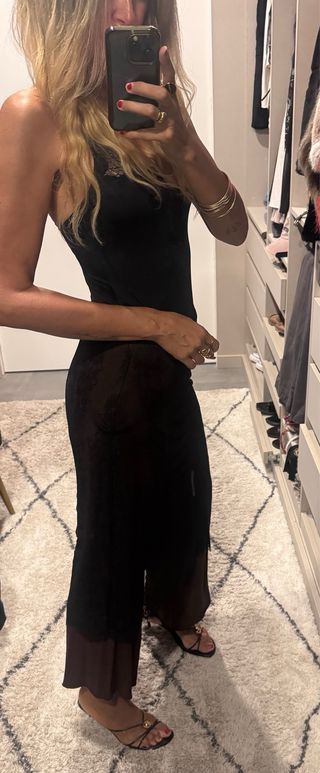 Pantalón de encaje negro y marrón