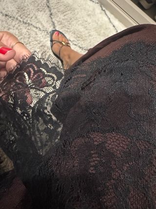 Pantalón de encaje negro y marrón