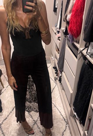 Pantalón de encaje negro y marrón