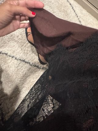 Pantalón de encaje negro y marrón