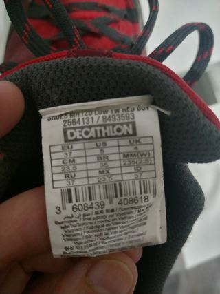 Zapatilla Trekking Quechua Talla 37 Roja