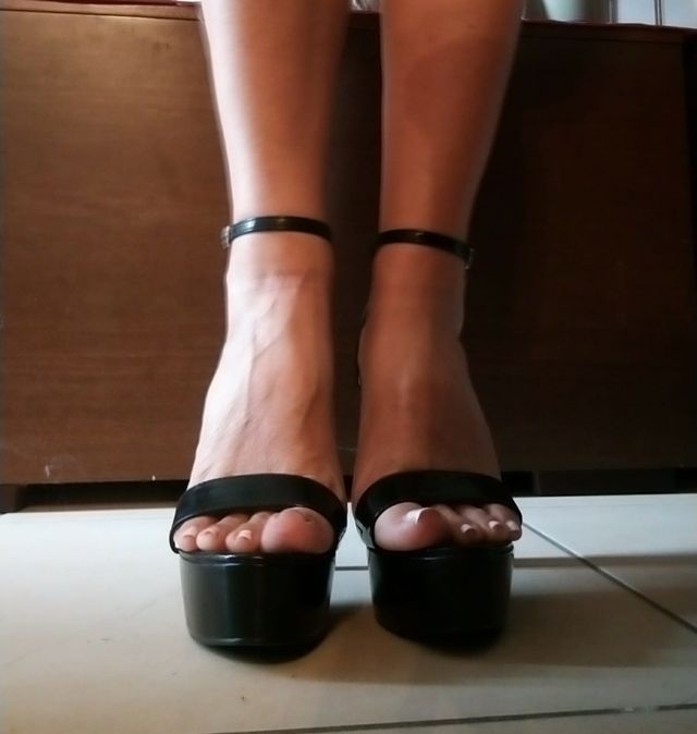 Sandali neri tacco 15cm  alto plateau Tg 40